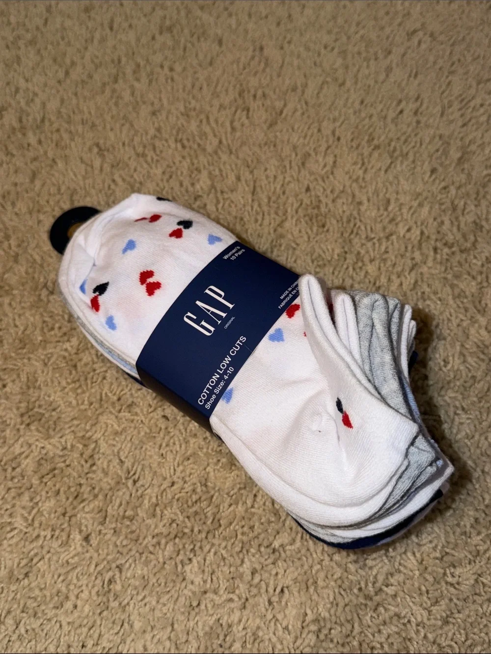 GAP Low-Cut Socks White, Blue, Gray & Light Blue